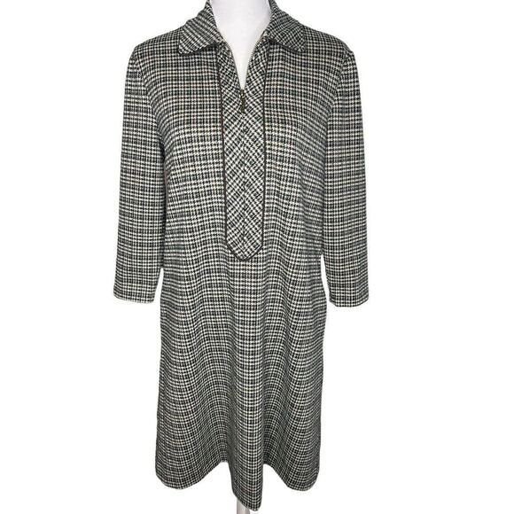 J. Mclaughlin Shirt Dress Long Sleeve Collared V-Neck Tweed Herringbone Size S - Picture 1 of 7